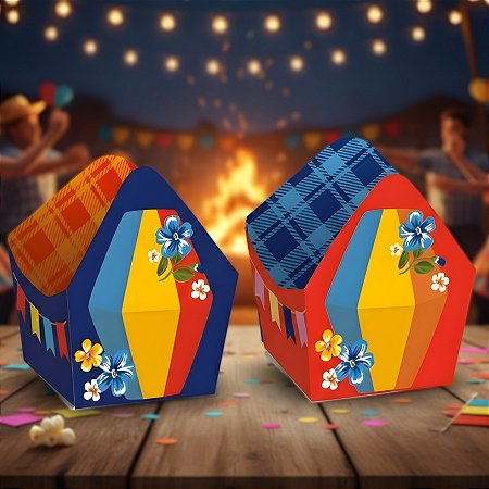 Forminha para Doces - Balão Arraiá Composê - Vermelho e Azul - 24 unidades - Cromus - Rizzo