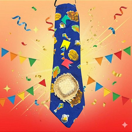 Gravata de Festa Junina - Azul Festivo - 28,5cm - 1 unidade - Rizzo