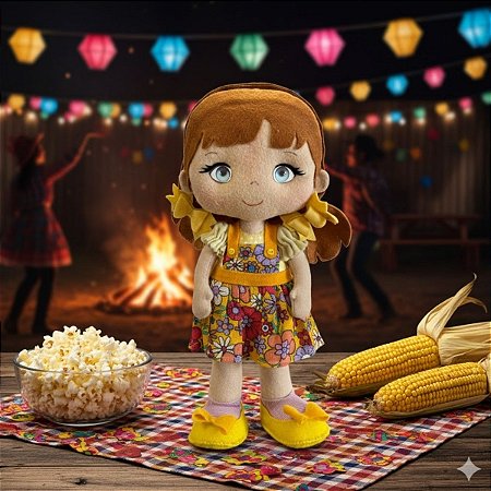 Enfeite Decorativo de Festa Junina - Caipirinha Vestido Laranja - 32cm - 1 unidade - Rizzo