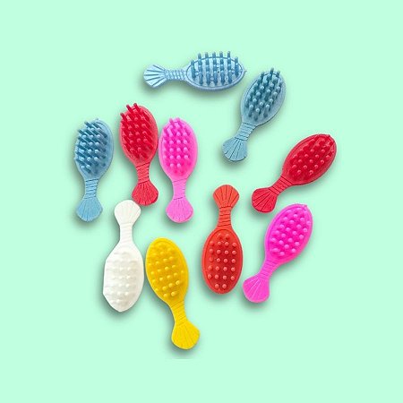 Brinquedo Mini Escova Redonda  - Cores Sortidas - 6cm - 20 unidades - Rizzo