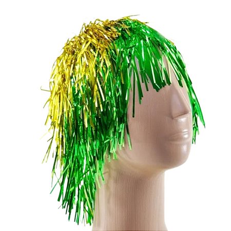 Peruca Brasil - Tinsel Dourado e Verde - Copa do Mundo - 1 unidade - Rizzo