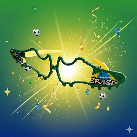 Óculos Chuteira - Copa do Mundo - Verde e Amarelo - 30x15cm - 1 unidade - Rizzo