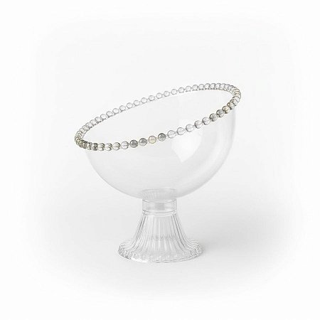 Taça Inclinada Esfera Acrílica Durável Redonda - Transparente - 18x16x17cm - 1 unidade - Rizzo