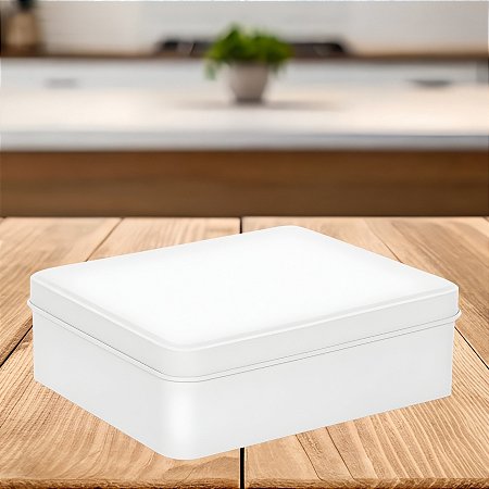 Lata de Metal Retangular - Branca - 19x12x4,5cm - 1 unidade - Rizzo