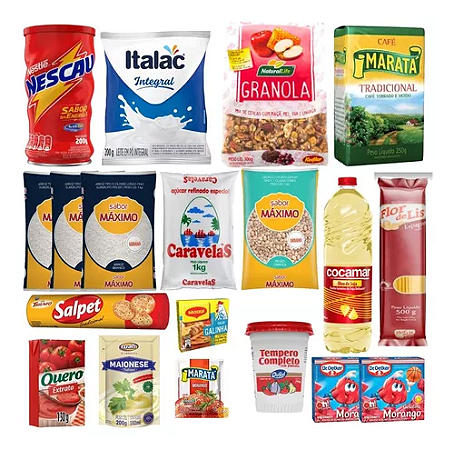 Cesta Básica de Alimentos com Granola e Leite em pó