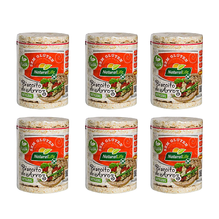 Biscoito De Arroz Integral Grande Natural Life 80g - 6 unidades