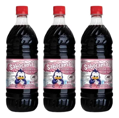Groselha Diet Xarope Concentrado Saborama 970ml - 3 Unidades