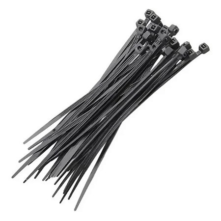 Abraçadeira Nylon 200x2.5 Preta com 100 peças