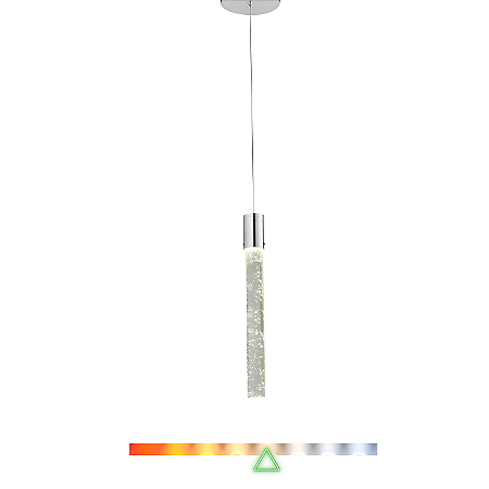 Pendente LED Austin Cilíndrico 4000K 5W 350lm Bivolt Ø04x36cm Vidro e Metal Transparente e Cromado - Hevvy SL-5837L/H1 4K