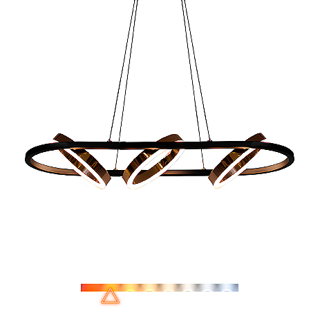 Pendente LED Handel 3000K 36W 3960lm Bivolt Ø80x26cm Acrílico e Metal Preto e Cobre - Hevvy SL-5964/H3 BLACK