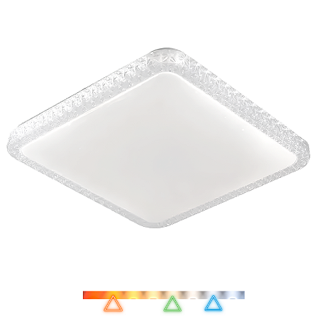 Plafon LED Fiann 44cm 48w 3840lm Multitemperatura Luz Amarela/Neutro/Branco Quadrado Hevvy LY-8207BM