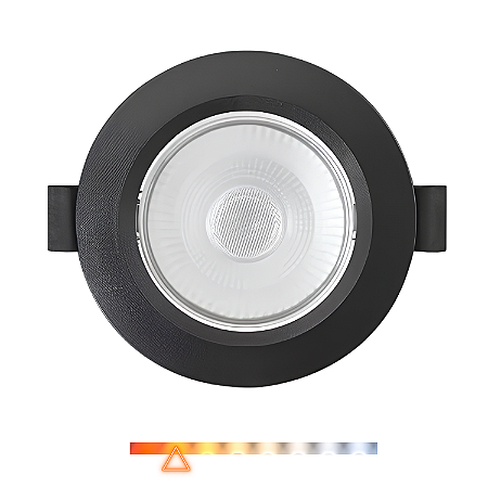 Spot LED de Embutir Redondo 5W 350lm 3000K Luz Quente Direcionável - Preto Foxlux