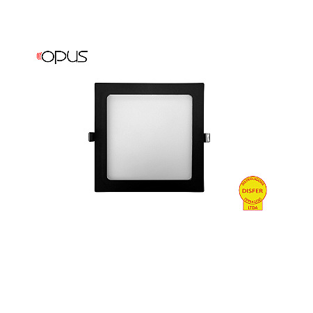 Painel LED de Embutir Quadrado 18W 3000K 1260lm Preto - Opus OPS 82048