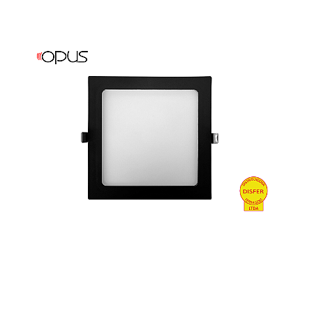 Painel LED de Embutir Quadrado 24W 3000K 1680lm Preto - Opus OPS 82062