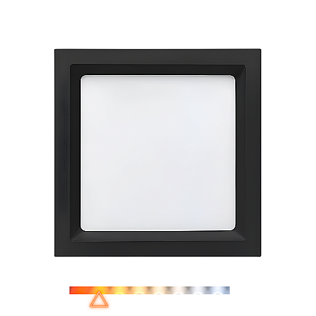 Painel LED Recuado de Embutir Quadrado 12W 3000K 700lm Preto - Opus OPS 85353