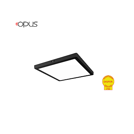 Painel LED de Sobrepor Quadrado 18W 3000K 1260lm - Preto - Opus OPS 82086