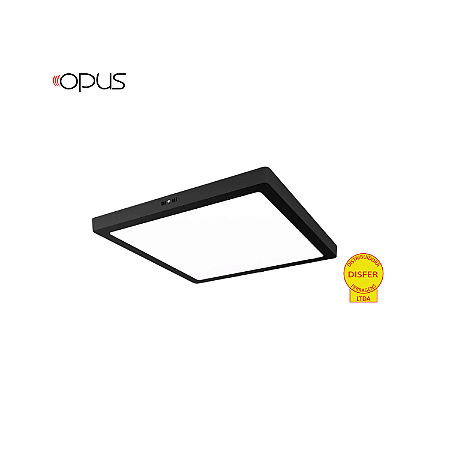Painel LED de Sobrepor Quadrado 24W 3000K 1680lm - Preto - Opus OPS 82109