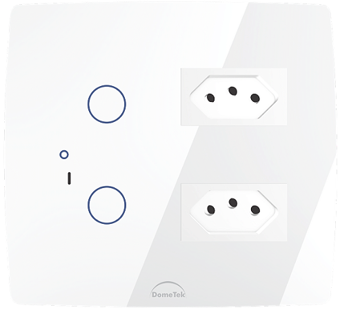 Interruptor Inteligente 2 PADs + 2 Tomadas 20A Wifi 4x4 Branco - Dometek