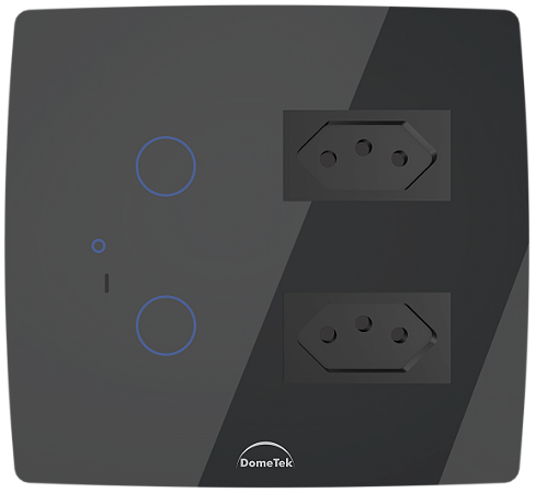 Interruptor Inteligente 2 PADs + 2 Tomadas 20A Wifi 4x4 Preto - Dometek