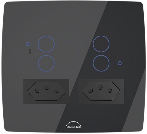 Interruptor Inteligente 4 PADs + 2 Tomadas 20A Wifi 4x4 Preto - Dometek