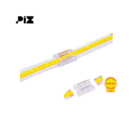 Conector Emenda Reta 180° para Fita LED 8mm - Pix