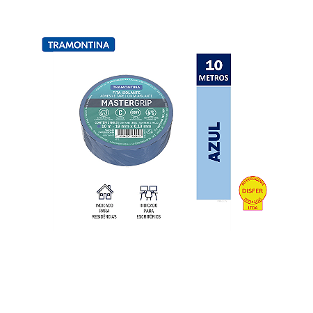 Fita Isolante Mastergrip 19mmx10m Azul - Tramontina