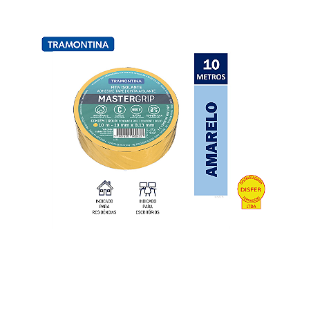 Fita Isolante Mastergrip 19mmx10m Amarela - Tramontina