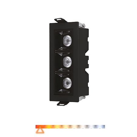 Spot de Embutir Focco Antiofuscante 3 Leds 6W 2700K 480lm Preto - Gaya
