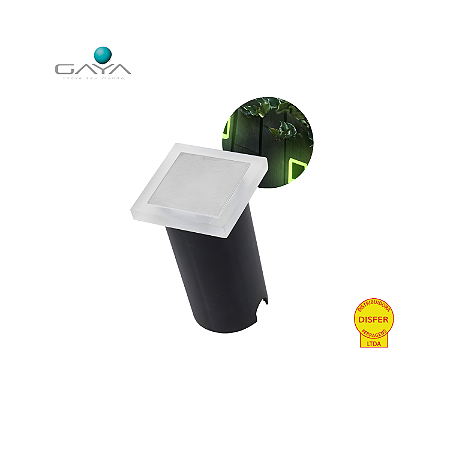 Embutido de Solo Balizador Quadrado Verde 1W 30lm IP67 - Gaya