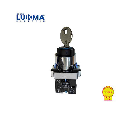 Botão com Chave Retorno Centro Metálica LK2-BG53 3 Posições 2NA - Lukma