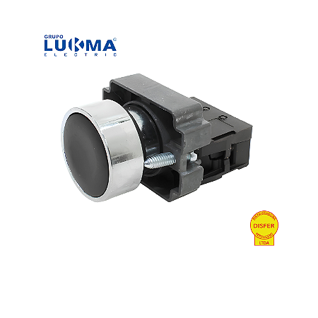 Botão Pulsante Metálico Preto 1NA - Lukma BA21