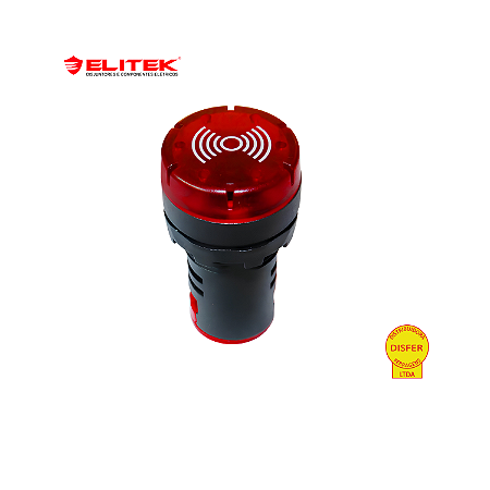 Sinaleiro 22mm com LED Sirene Vermelho 220V - Elitek