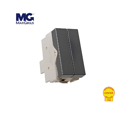 Interruptor Simples Duplo Grafite - Linha Sleek - Margirius