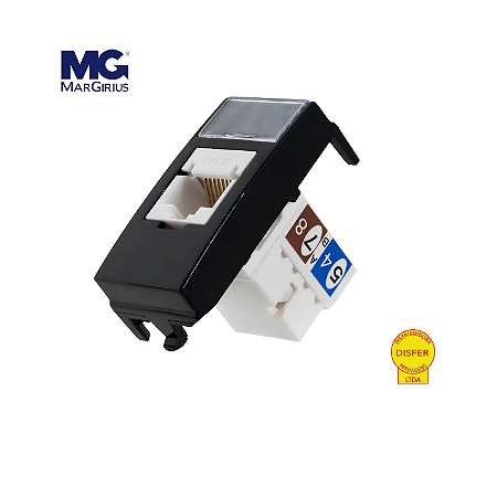 Tomada RJ45 Cat5e Linha Sleek Preto - Margirius