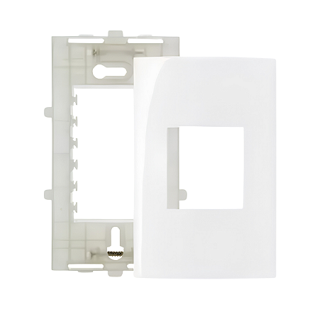 Placa 4x2 + Suporte 2 Postos Horizontais Linha Sleek Branca - Margirius