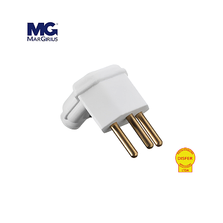 Plugue Macho 2P+T 10A 90° - Margirius