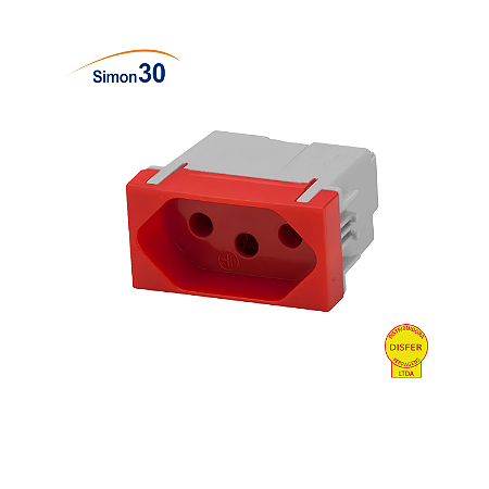 Módulo Tomada 2P+T 10A Vermelho - Linha Simon 30/35