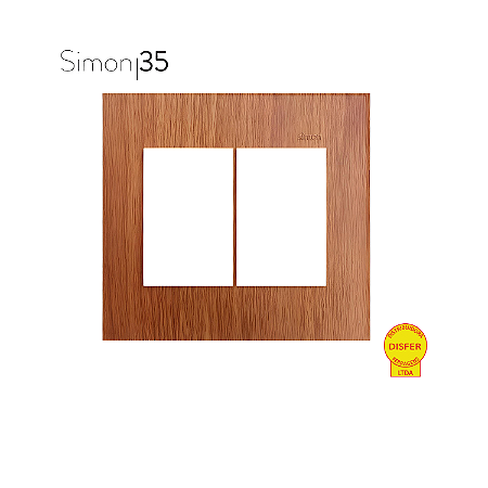 Placa 4x4 3+3 Postos Carvalho - Linha Simon 35/30