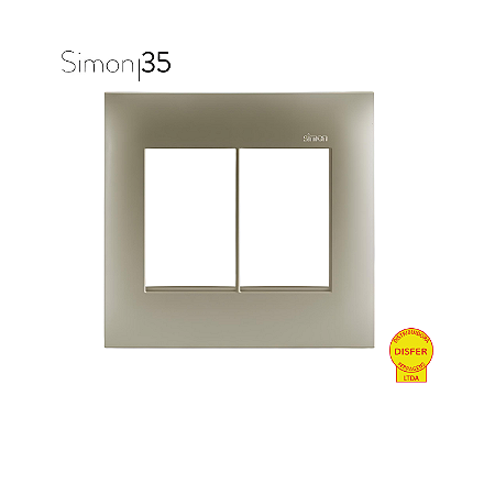 Placa 4x4 3+3 Postos Champagne - Linha Simon 35/30