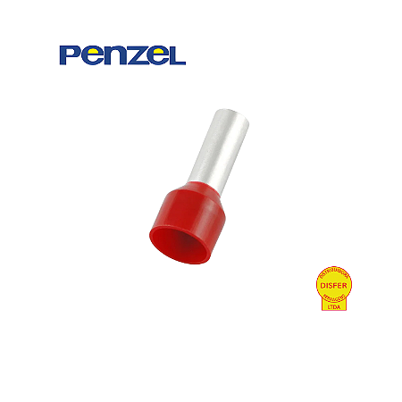 Terminal Tubular Pré-Isolado Ilhós Vermelho 10mm² Condutor 12mm Unidade - Penzel