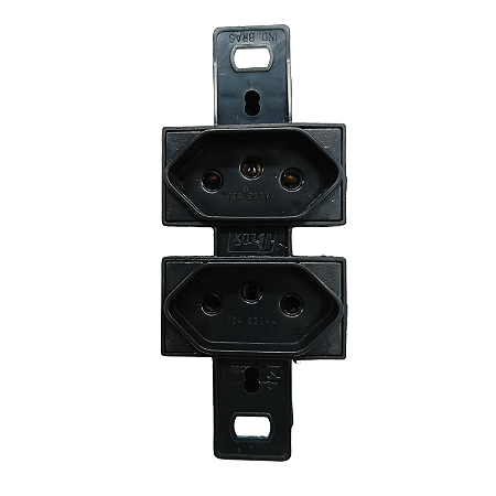Tomada Dupla 2P+T 10A Preta Sem Placa para Conduletes - Blux