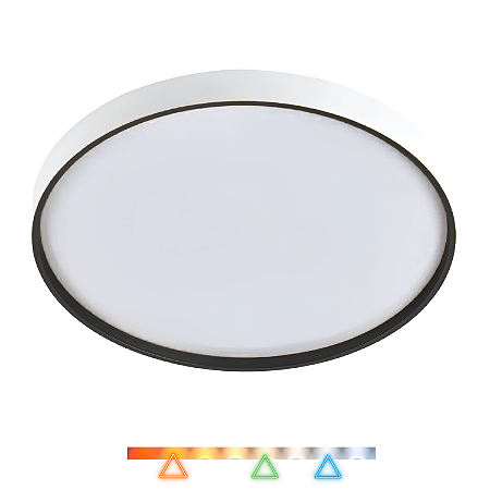 Plafon LED Toronto Redondo Branco com Preto Ø26cm 18w 1500lm Multitemperatura Luz Quente/Neutra/Fria - Hevvy LY-8798AS-BC+PT