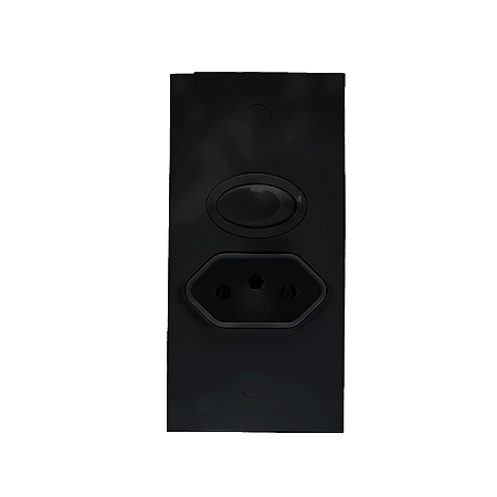 Conjunto para Aparelhos/Móveis com Interruptor Paralelo 100W e Tomada 2P+T 20A - Ebony – Linha Sleek - Margirius
