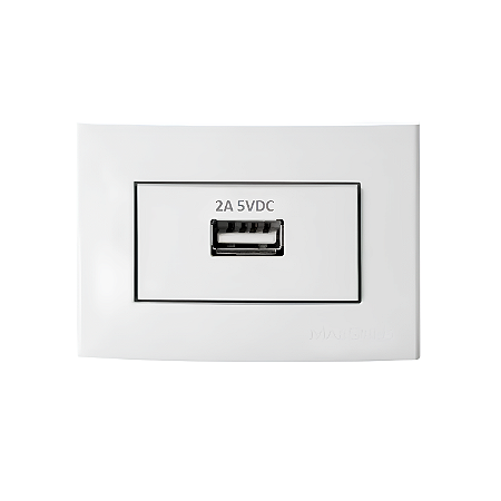 Tomada USB para Móveis 2A Bivolt Branca – Linha Sleek -  Margirius