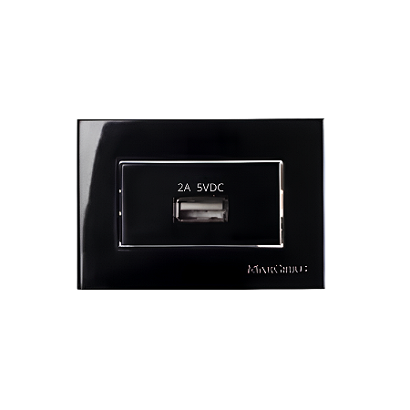Tomada USB para Móveis 2A 5V Preto Ebony – Linha Sleek -  Margirius