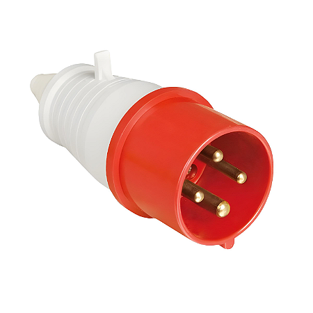 Plugue Industrial 32A 3P+T 380/440V Vermelho IP44 – Elitek