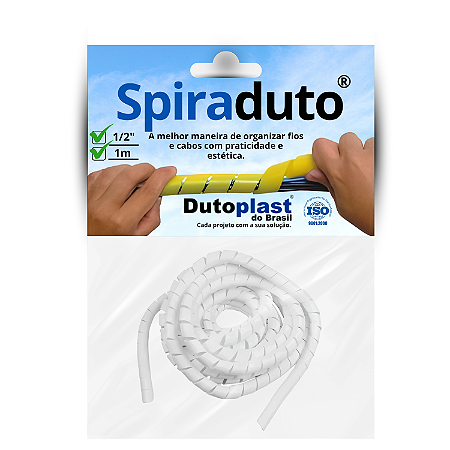 Organizador de Cabos Espiral Spiraduto 1 metro 1/2" Branco - Dutoplast