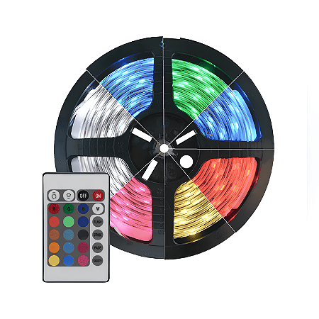Fita Led Profissional RGB 10mm 60Led/m 12V c/ Controle e Fonte rolo com 5m - Embuled
