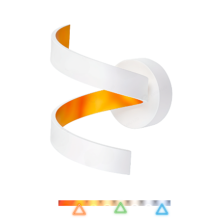 Arandela LED Helix 3W Multicor Bivolt Branco com Dourado - Embuled