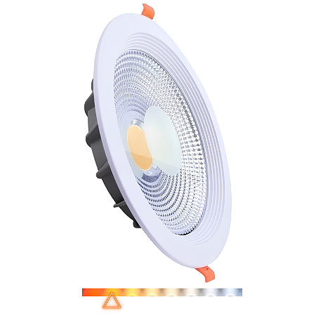 Luminária Downlight LED COB de Embutir Redondo 30W 2700lm 3000K Bivolt - Embu LED